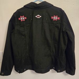 Lauren Jeans Co Womens Black Denim Jacket Native American Beadwork 1X